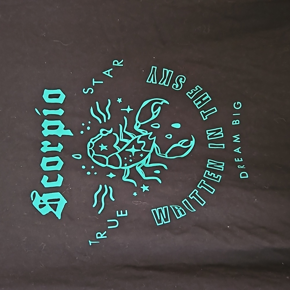 Scorpio t-shirt Turquoise Lettering - Picture 2 of 2
